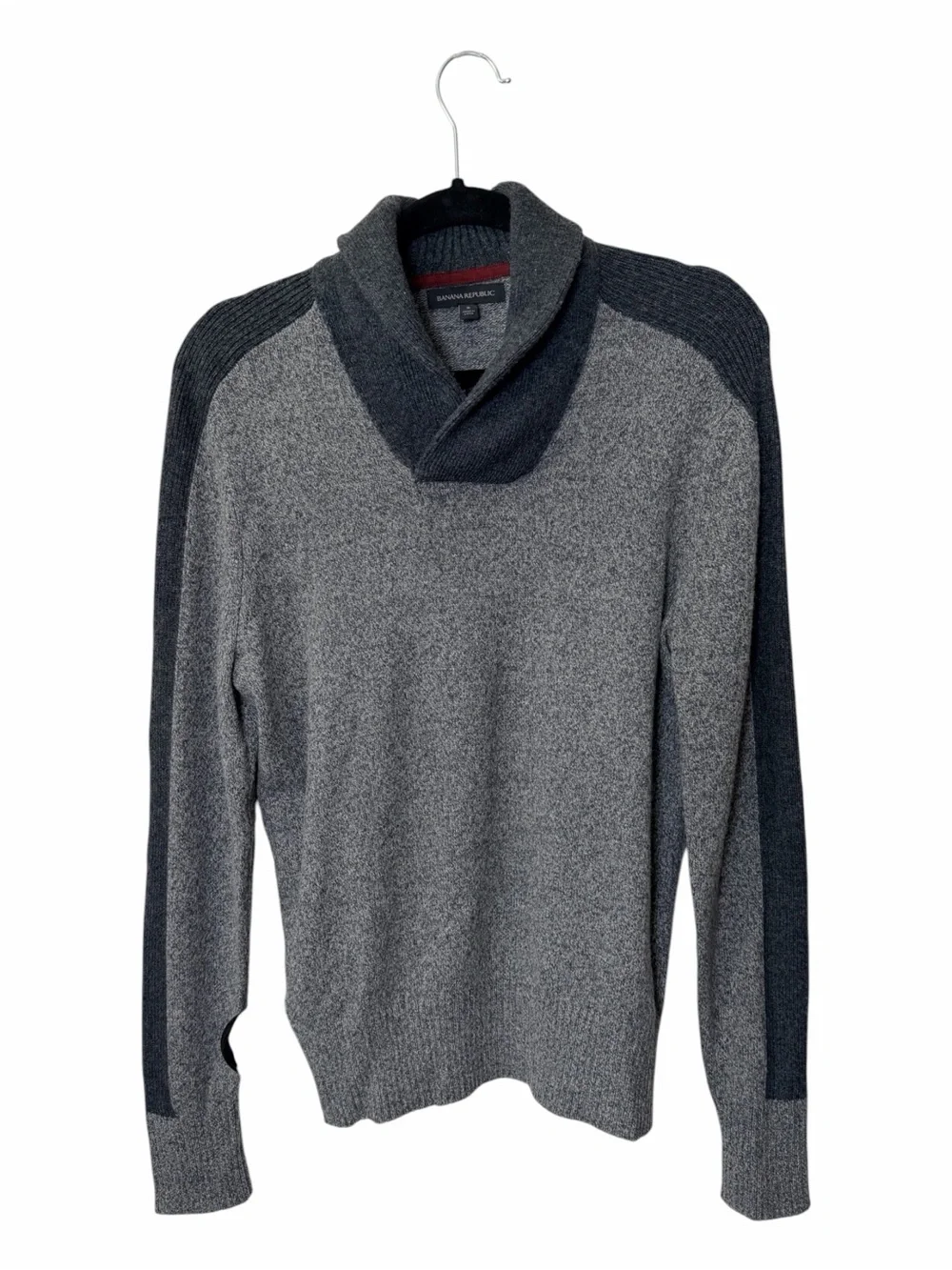 Banana Republic Men’s Shawl Collar Sweater Gray Merino Wool Pullover Size Small